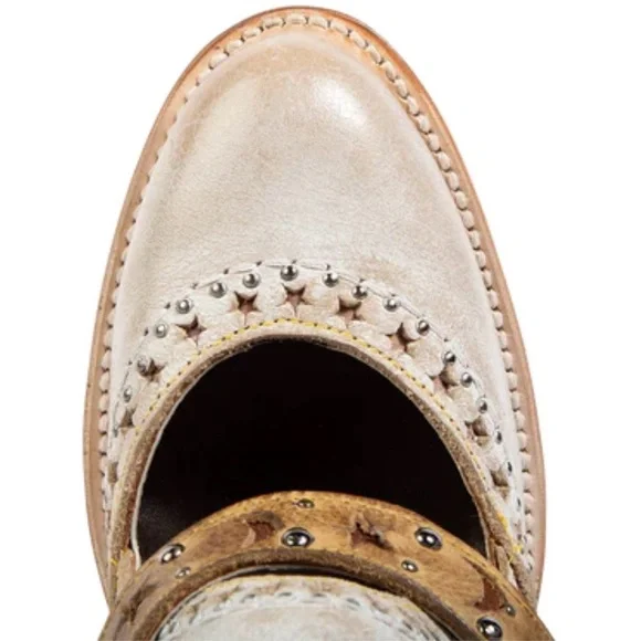 NWT Freebird White and Tan Western Ankle Boots - Picture 7 of 8